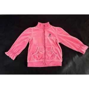 Juicy Couture Girls Hot Pink Jacket Sweatshir Velour Full Zip 100%Cotton 18-24 M